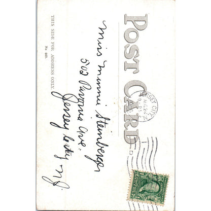 Courting Couple at Fence Romance 1906 Victorian Tinted Original Postcard P2-8