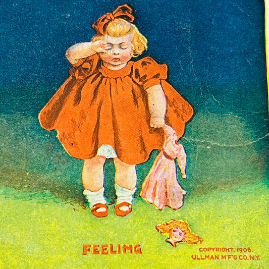 1906 Post Card Feeling Girl with Broken Doll Ullman PA7