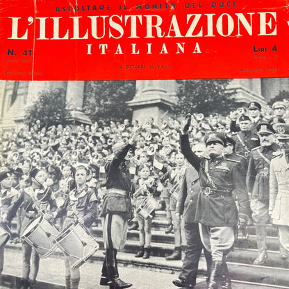 WWII L'ILLUSTRAZIONE ITALIANA October 1939 Mussolini Cover Italian FL3