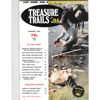 Treasure Trails of The Old West Magazine - Lost Mines Sunken Gold Summer 1974 M6