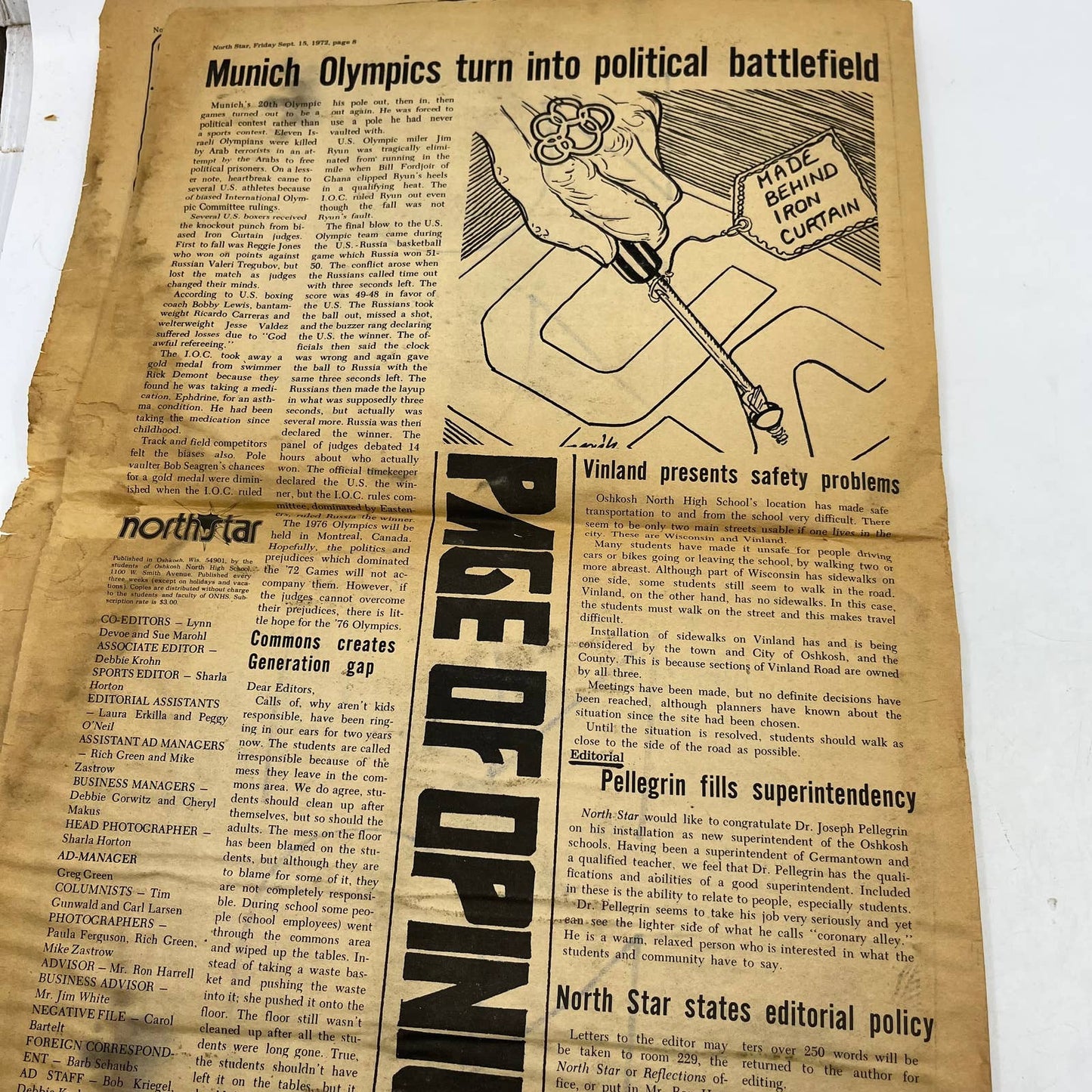 1972 Oshkosh North High School Northstar School Newspaper FIRST ISSUE TI6-17