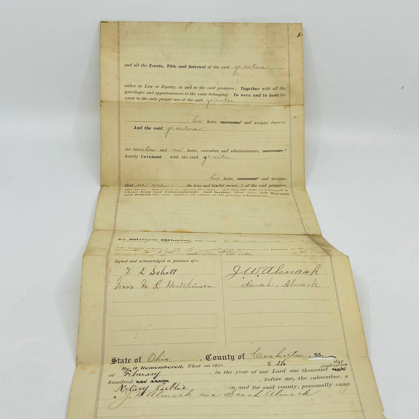 1900 Mortgage Deed JS Nelson Newcastle Ohio C12