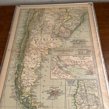 1902 Century Atlas Map of SOUTH AMERICA SET OF 3 Color Engraved 12x16 FL5