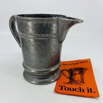 Vintage York Metal Crafters Hammered Pewter 5” Tankard Pitcher w/ Brochure TC6