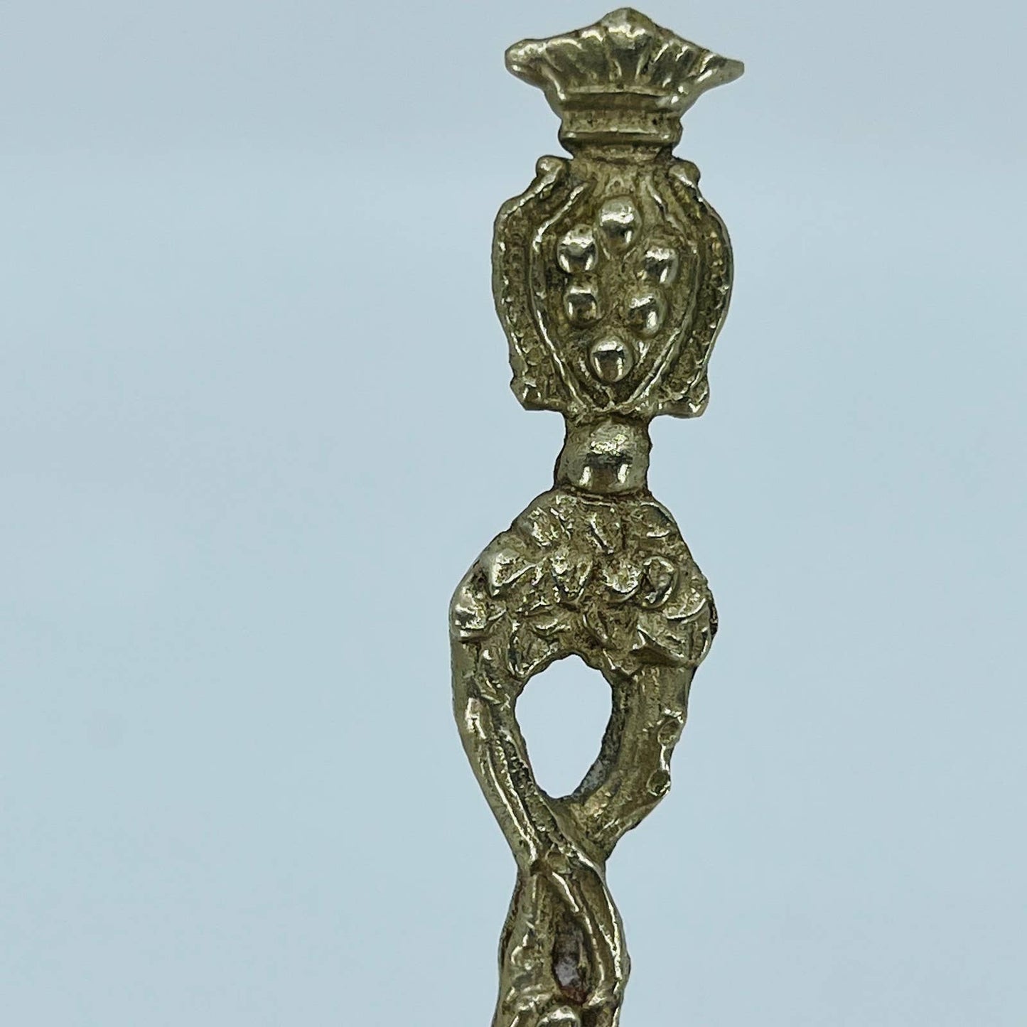 Vintage Montagna ITALY Collector Spoon 5" Silver/Brass Apple Picking Scene SB7