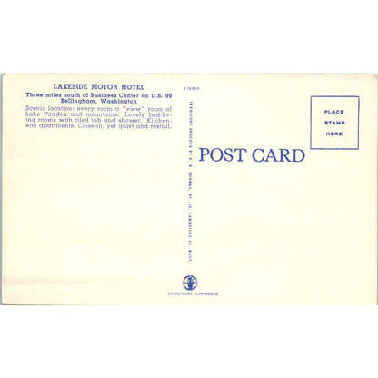 Vintage Postcard Lakeside Motor Hotel Bellingham Washington TD9-W2