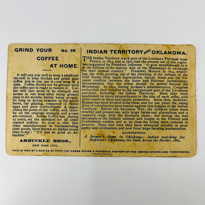 1890s Trade Card Arbuckle Coffee Ariosa NY Indian Territory & Oklahoma AH9-M11