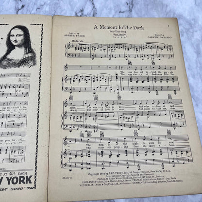 Vintage Sheet Music 1932 A Moment in the Dark Fox Trot Carmen & Guy Lombardo TI1