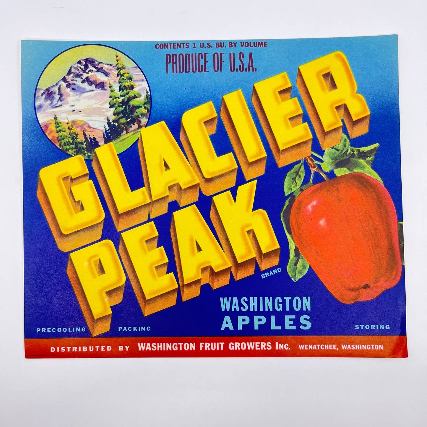 GLACIER PEAK Vintage Wenatchee, Washington Apple Crate Label FL3