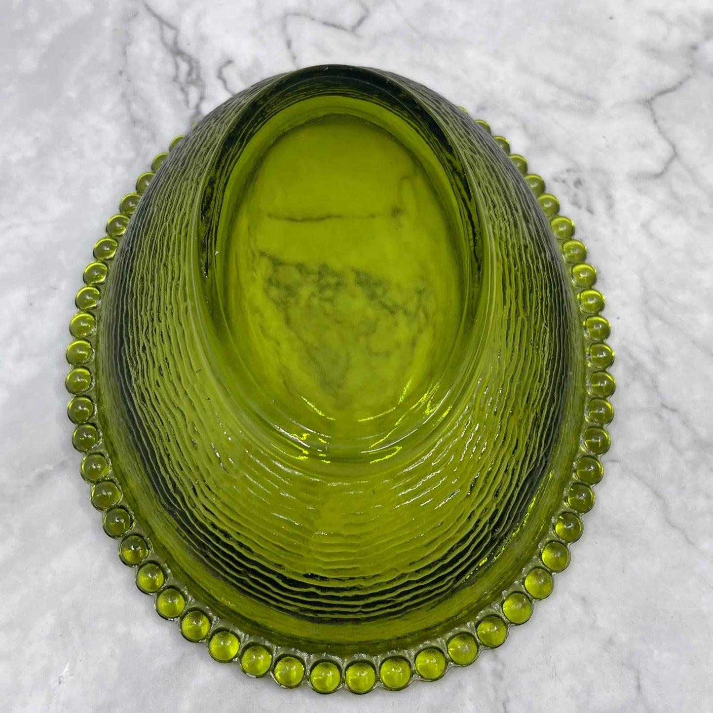 Vintage Nesting Hen Green Avocado Indiana Glass Hen on Nest Candy Dish ~7x5" TF6