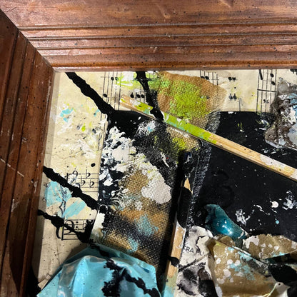Original Framed Abstract Art Found Object Assemblage Collage 12x14.5” With COA