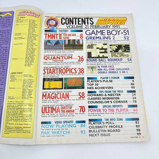 Nintendo Power Volume 21 Star Tropics Magazine w/ Poster TE9