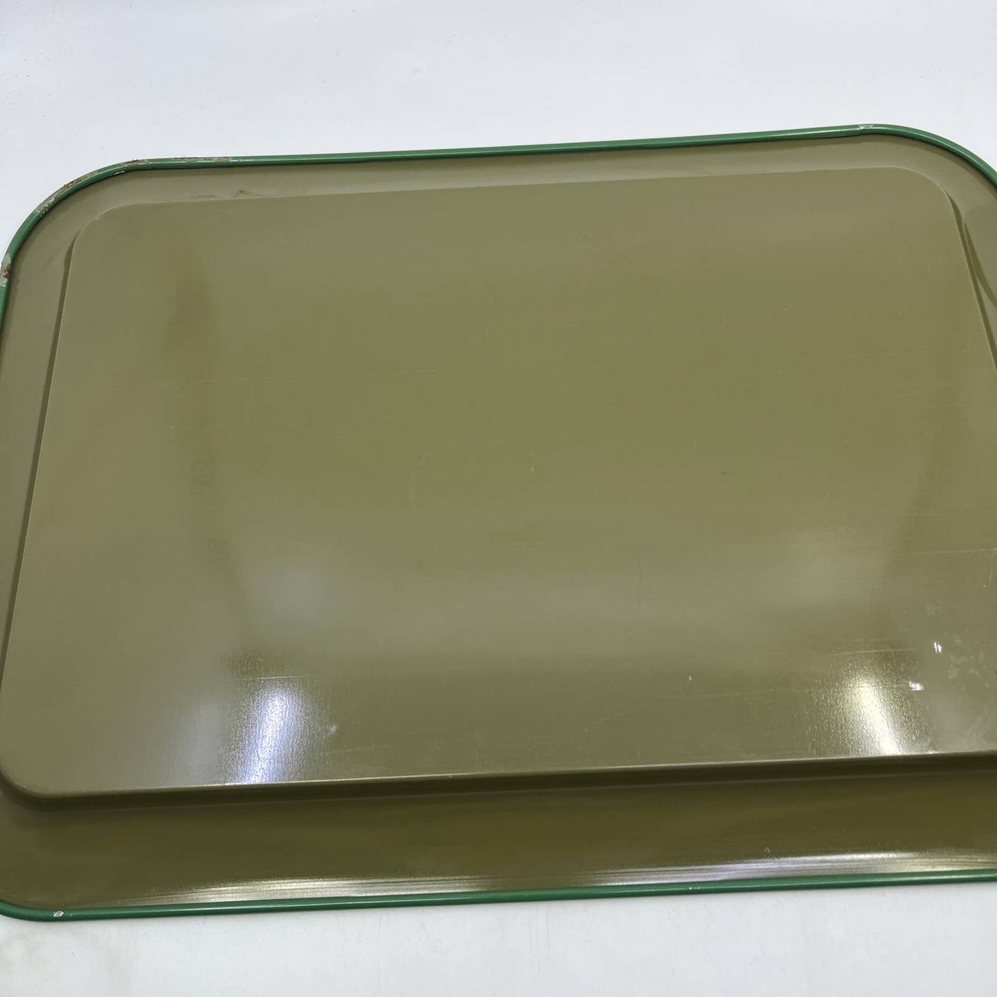 Vintage Toleware Metal Tray Water Lillies White Lotus Flowers 17.5x13" Set Of 2