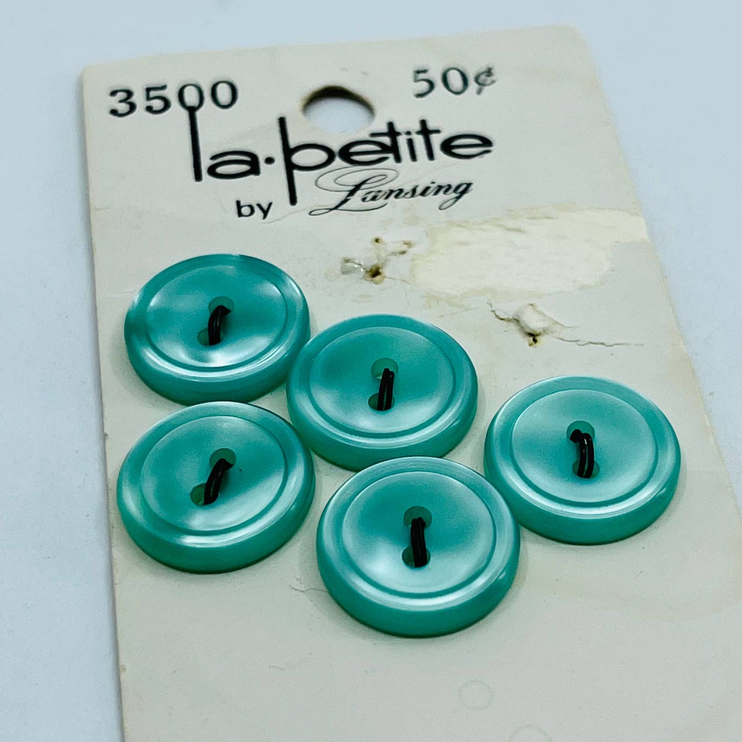 Vintage Le Chic Buttons Atomic Aqua Mint Blue Green 24 5/8 SB5