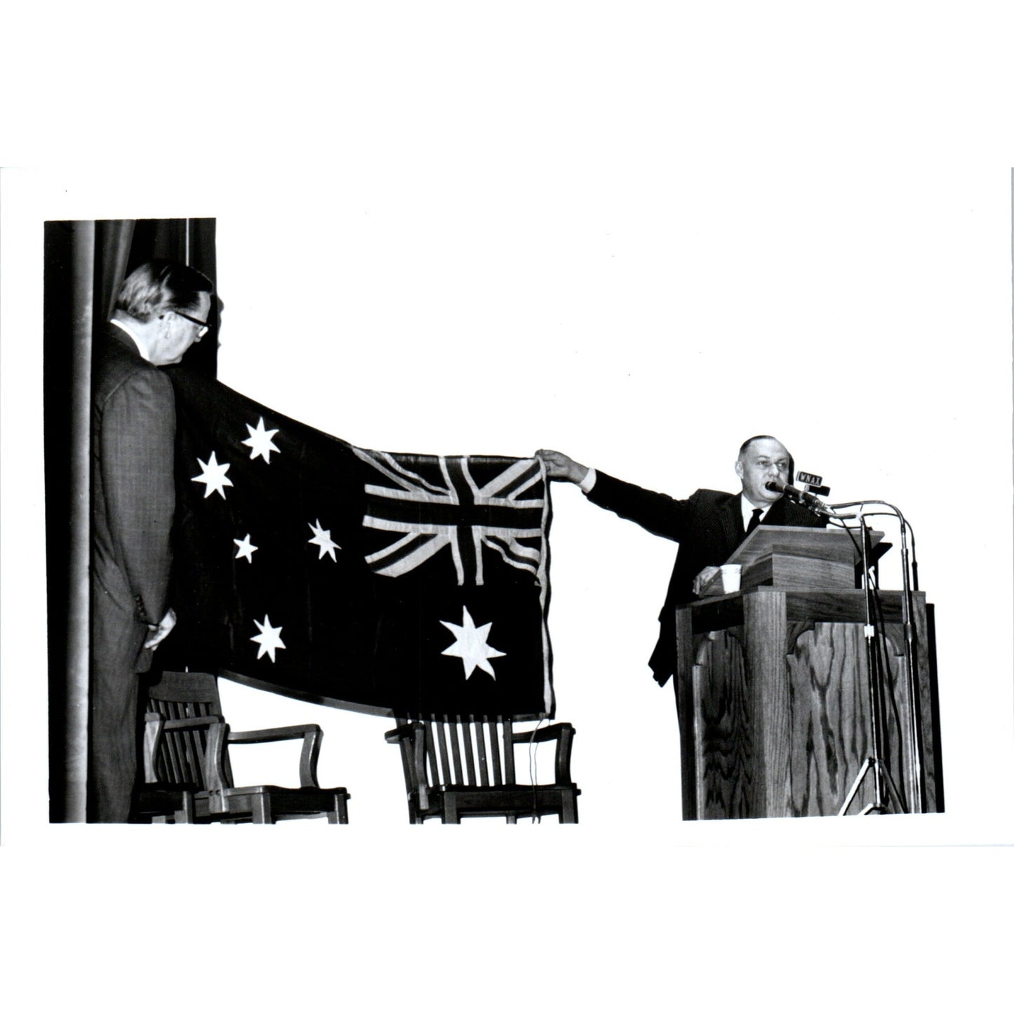 Australian Ambassador Waller Presents Flag to Pres. Ward 1966 Photo 5x7 B10