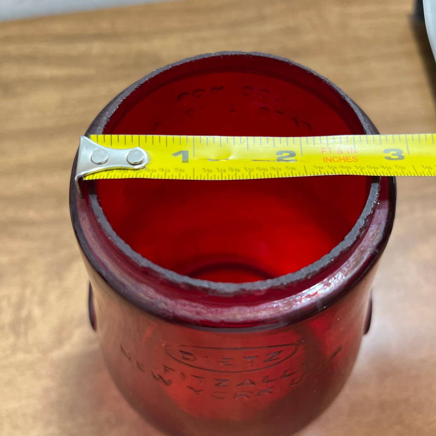 Vintage 1910s Ruby Red Glass Dietz Fitzall Loc-Nob NY USA Replacement Globe TA9