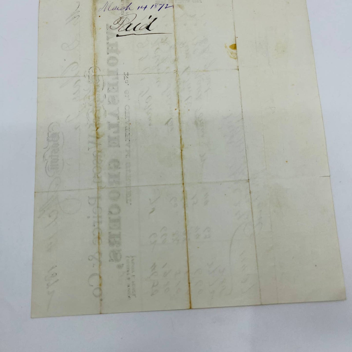 1872 Wason, Peirce & Co. 61 Chatham St Boston MA Billhead Letterhead Receipt AA4