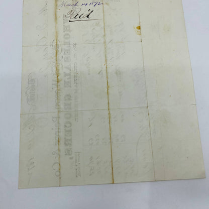 1872 Wason, Peirce & Co. 61 Chatham St Boston MA Billhead Letterhead Receipt AA4