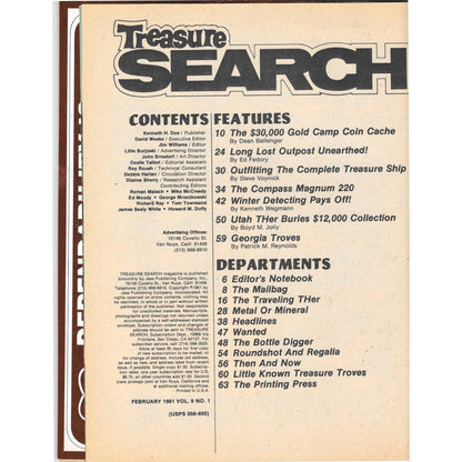 Treasure Search Magazine 1981 February Metal Detecting Gold Diamonds M2