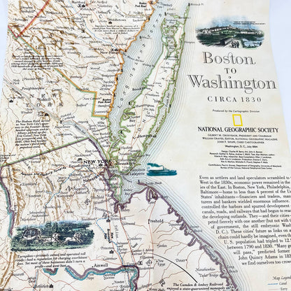1994 National Geographic Map - Boston yo Washington Circa 1830 TE1
