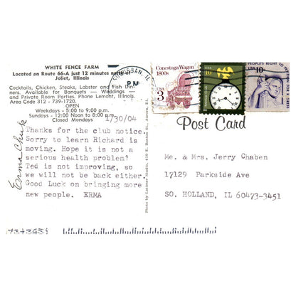Vintage Postcard - White Fence Farm Joliet Illinois AD9