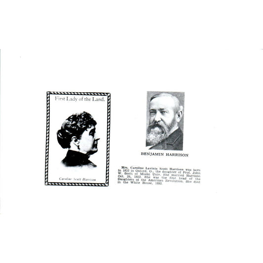 Benjamin Harrison and Wife Caroline Scott Harrison Original Postcard TK1-26