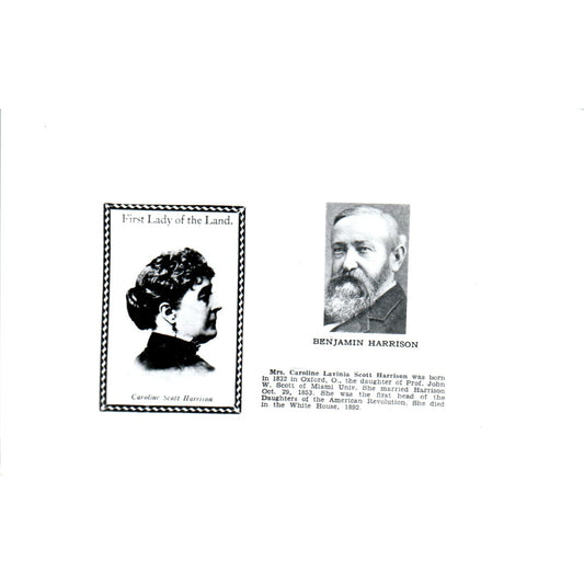 Benjamin Harrison and Wife Caroline Scott Harrison Original Postcard P2-11