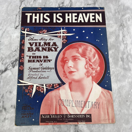 This is Heaven Vinma Kanky Jack Yellen 1929 Sheet Music TK2-SM3