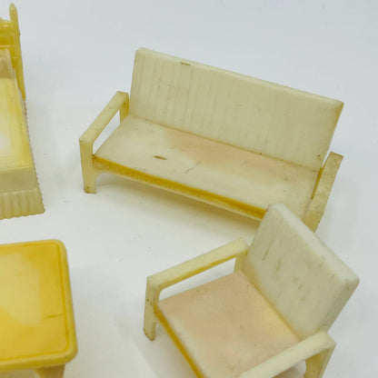 1950s MCM Dollhouse Furniture Celluloid Set Beds Chairs Table Couch Sofa 8pc TD9