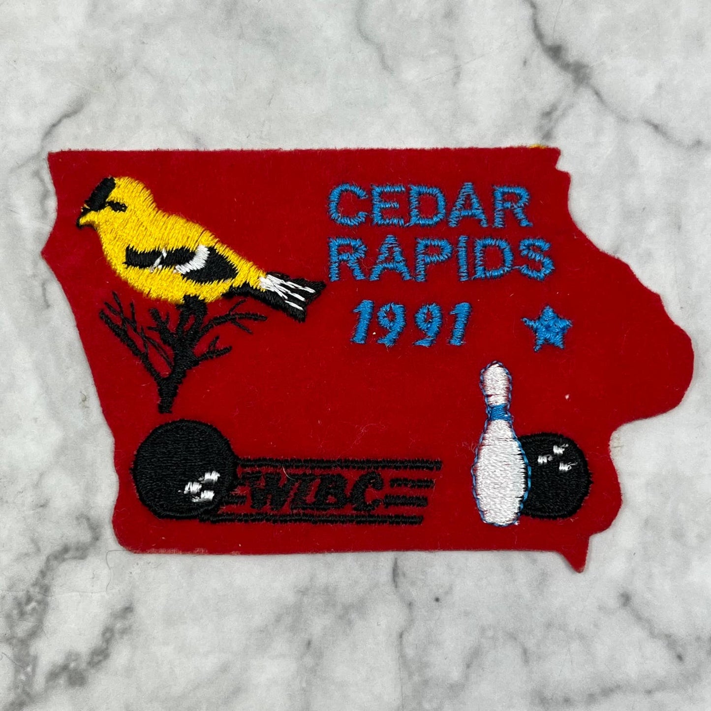 Vintage Embroidered Bowling Patch WIBC Cedar Rapids 1991 SE7