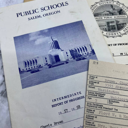 1952-58 Report Card Lot Cheri Lynn Brown Salem Waldport Lincoln County OR EA4