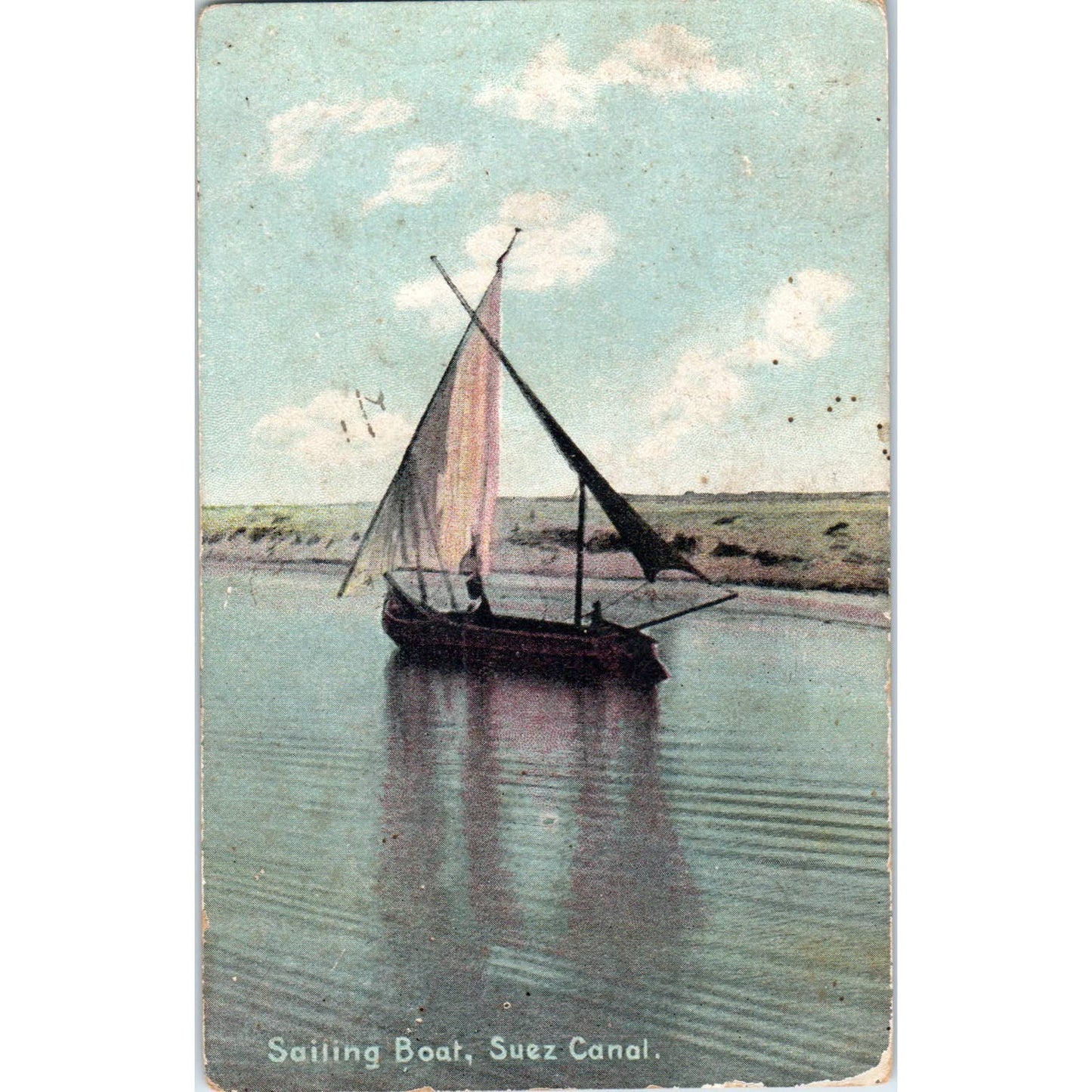 Sailing Boat Suez Canal c1910 Original Postcard TK1-20
