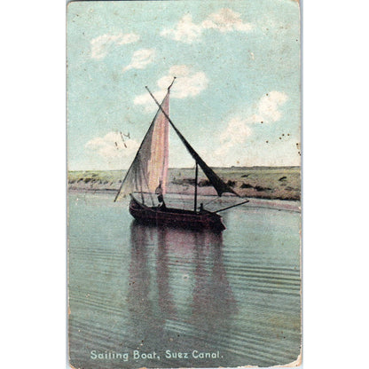 Sailing Boat Suez Canal c1910 Original Postcard TK1-20