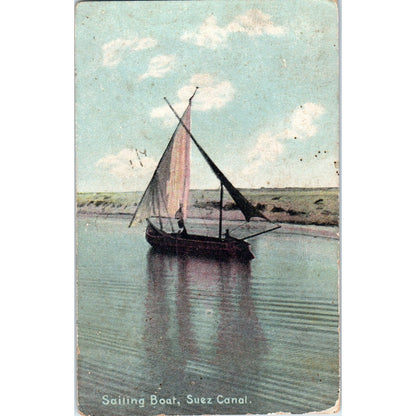 Sailing Boat Suez Canal c1910 Original Postcard P1-15