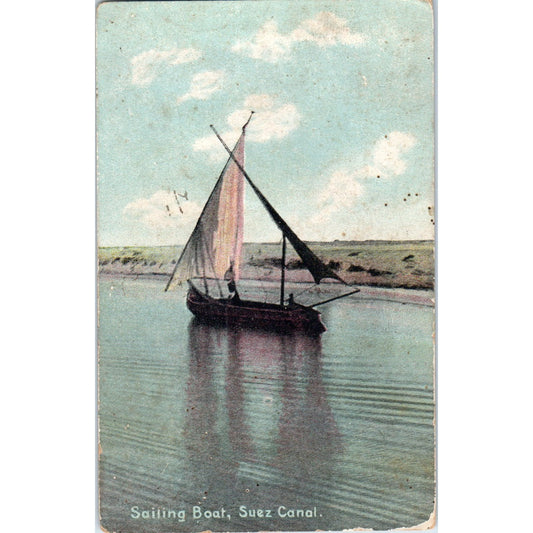 Sailing Boat Suez Canal c1910 Original Postcard P1-15