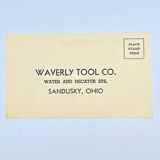 1946 Self Addressed Postcard Waverly Tool Co Sandusky Ohio AC1