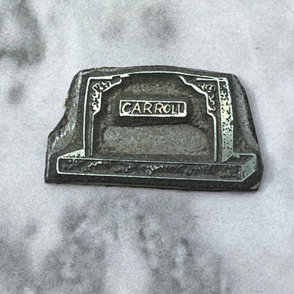Vintage Printing Letterpress Printers Block Plate Carroll Tombstone SE834