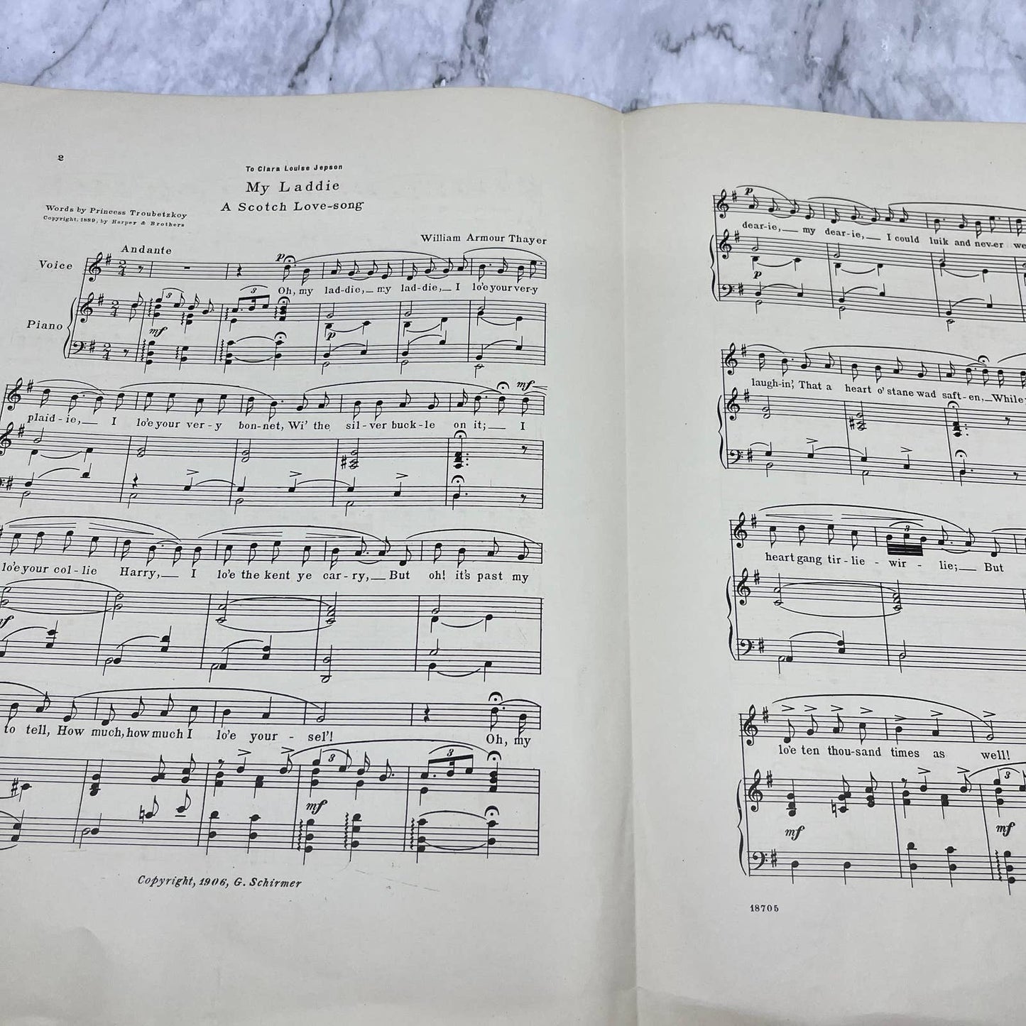 My Laddie - A Scotch Love Song 1906 Sheet Music Large Format W.A. Thayer TI1