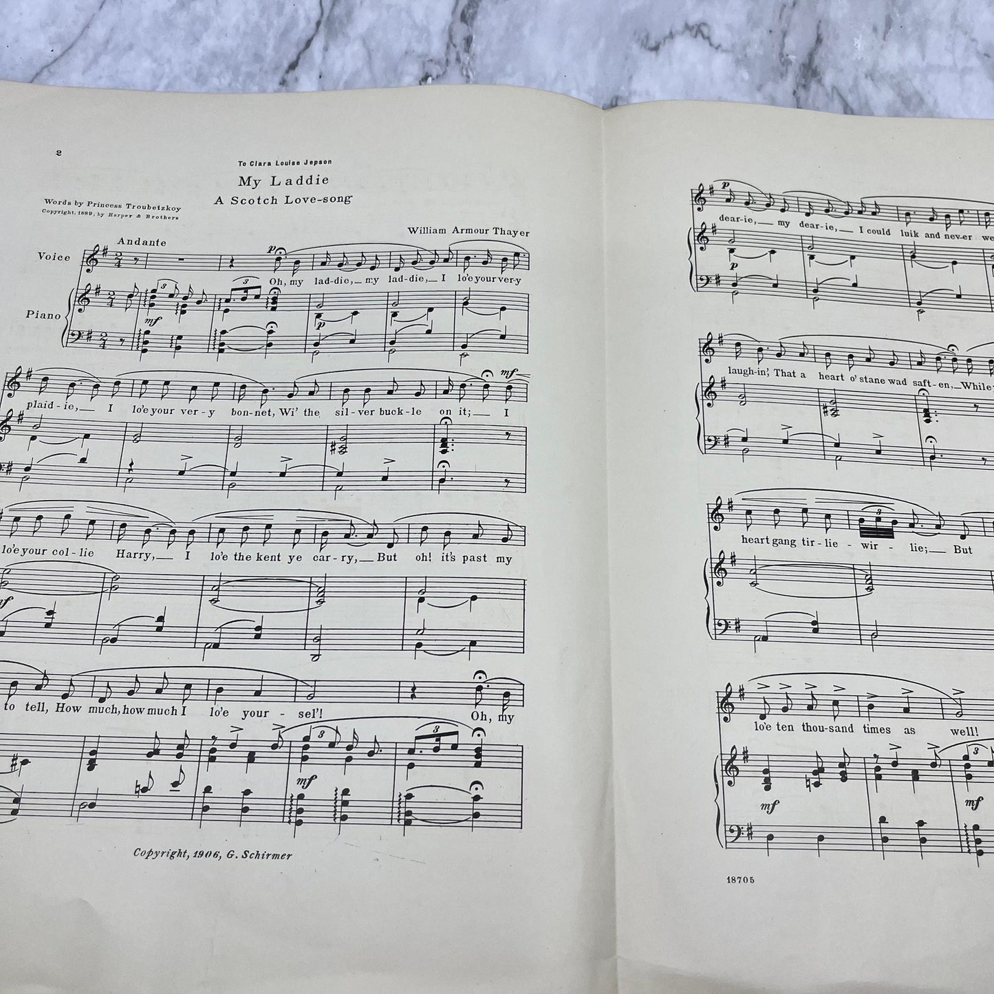 My Laddie - A Scotch Love Song 1906 Sheet Music Large Format W.A. Thayer V39-3