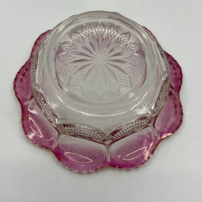 Antique Mirror Panel Berry Bowl Glass 15086 Pink Blush Gold Galloway EAPG 4” SA3