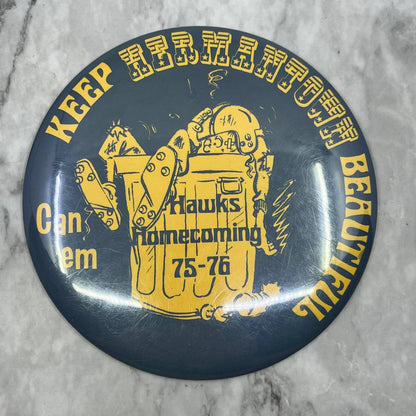 1975-76 Hermantown Hawks Homecoming Football Large Pinback Button MN 6” SF1