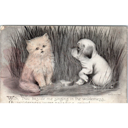 Kitten and Puppy Artist V Colby Sketch 1909 Original Postcard P1-12