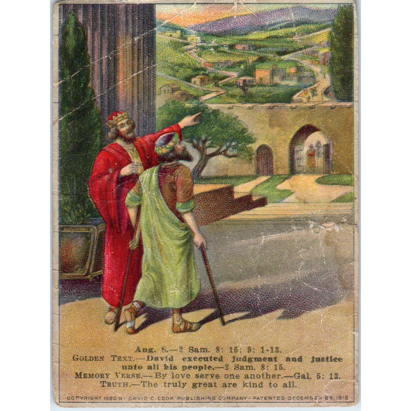 1920 Christian Lesson Picture Card The Kingly Kindness of David SE5
