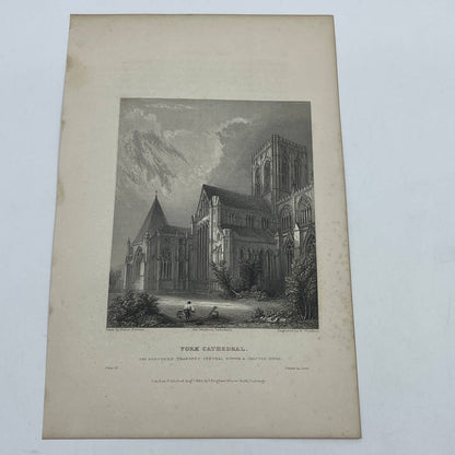 1836 Original Art Engraving York Cathedral View of Northern Transept AC6