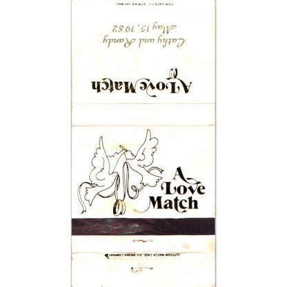 1982 Cathy & Randy Wedding A Love Match Advertising Matchbook Cover MM10-3