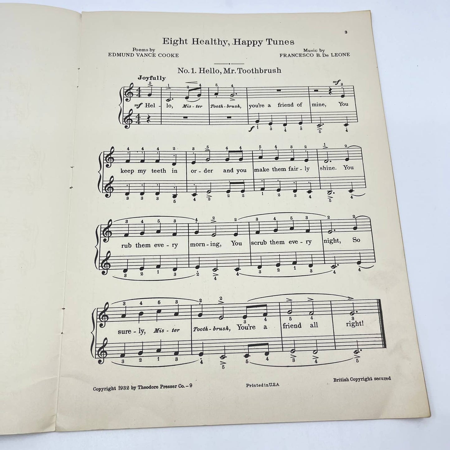 1932 Eight Healthy Happy Tunes for Kindergarten and First Grade in Piano TF9