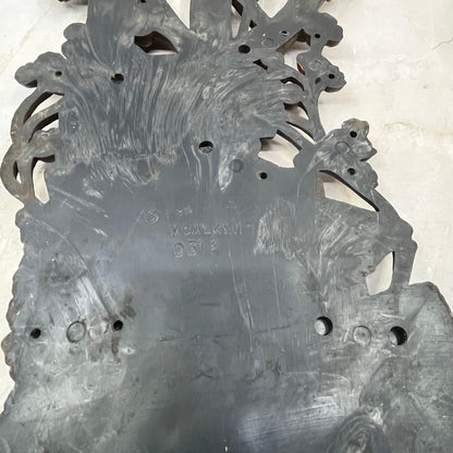 1972  Burwood Resin Wall Hanging Plaque Old Wood Pile Squirrel Hand Saw 18x7 TJ9