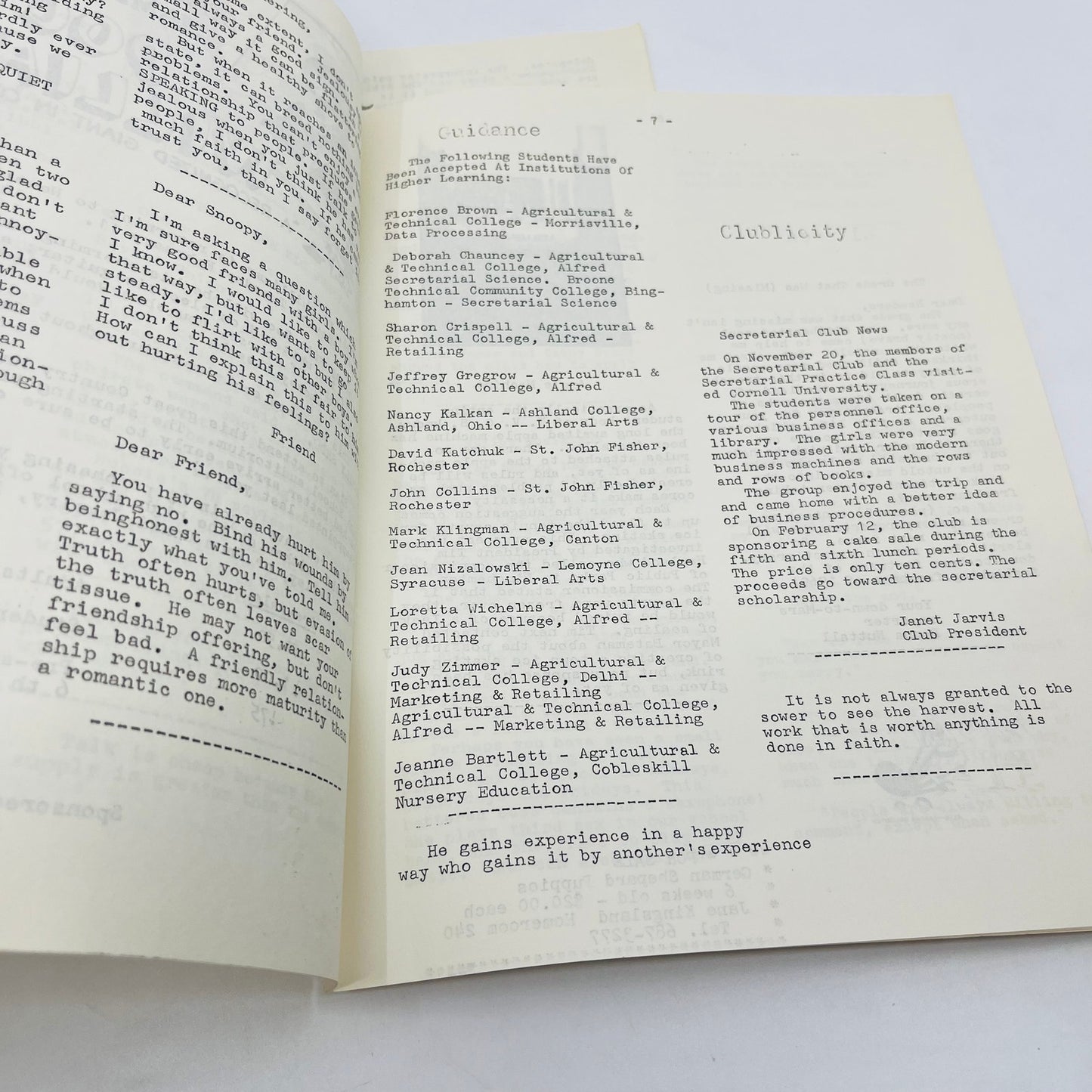 1968-69 Cardinal Comments Newsletter Newark Valley NY High School Lot of 3 L4-3