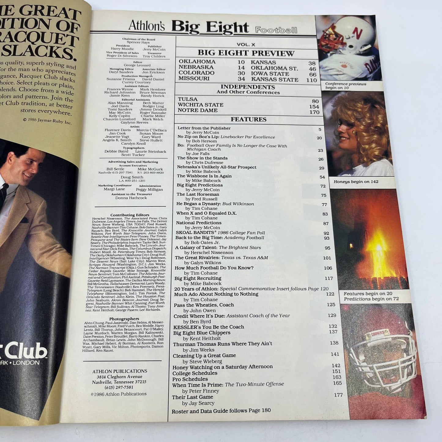 1986 Athlon’s Nebraska Cornhuskers & Big 8 Football Preview Magazine TH3