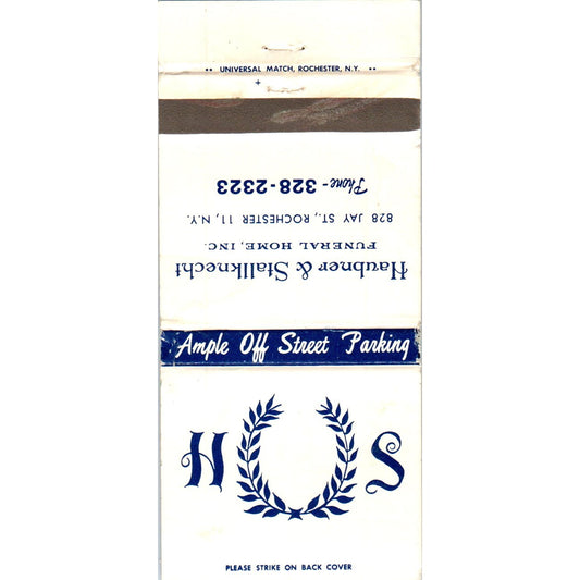 Haubner & Stallknecht Funeral Home Rochester NY Advertising Matchbook MM9-6